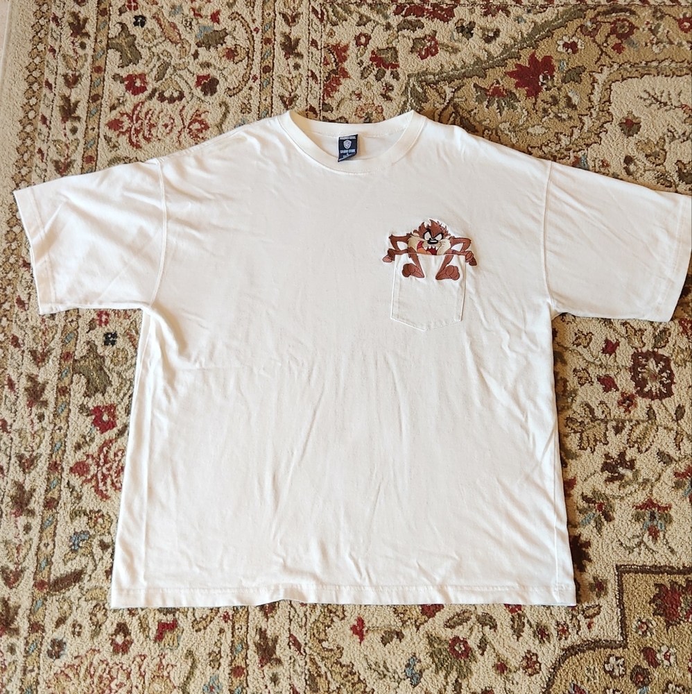 Warner Bros Vintage 90s Tee Tasmanian Devil Embroidered Sz XL